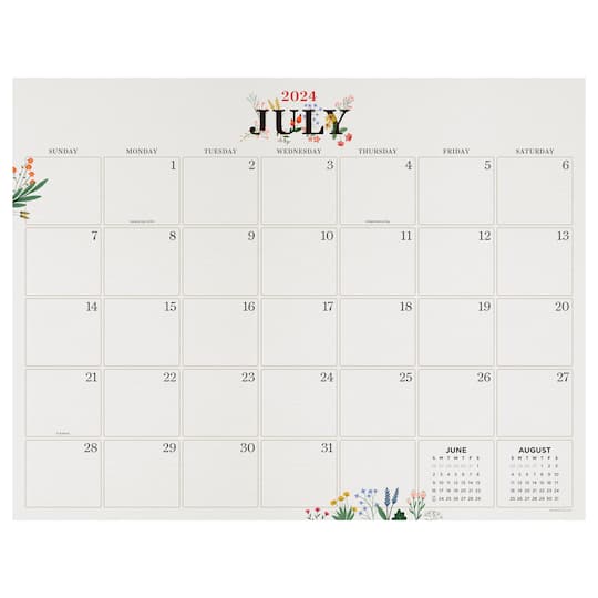 TF Publishing 2024-2025 Large Floral Desk Pad Calendar